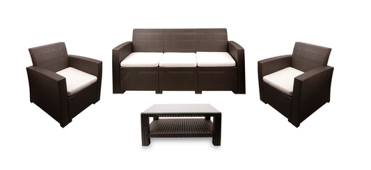 #1 Bali Rattan Lounge Set (2 chairs + 1 sofa + 1 table).
