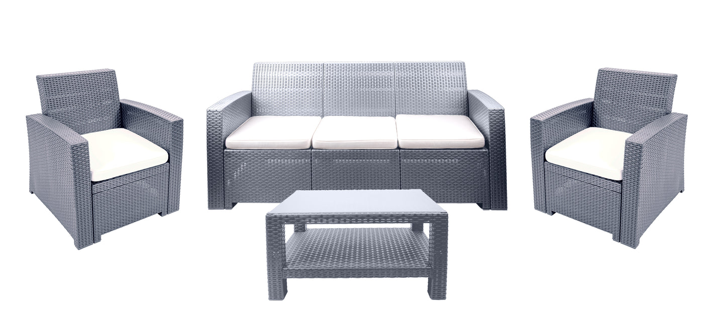 #1 Bali Rattan Lounge Set (2 chairs + 1 sofa + 1 table).