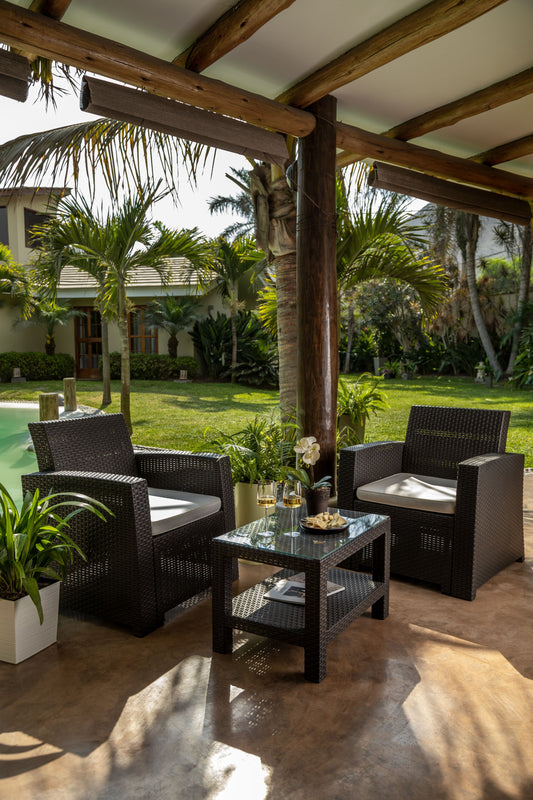 #4 Bali Rattan Lounge Set (2 chairs + 1 table).