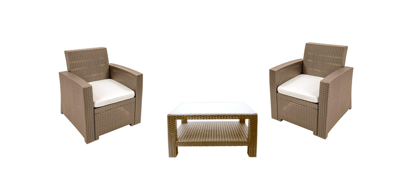 #4 Bali Rattan Lounge Set (2 chairs + 1 table).