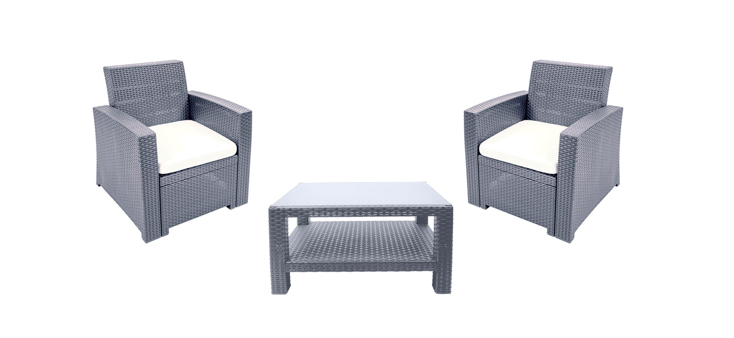 #4 Bali Rattan Lounge Set (2 chairs + 1 table).