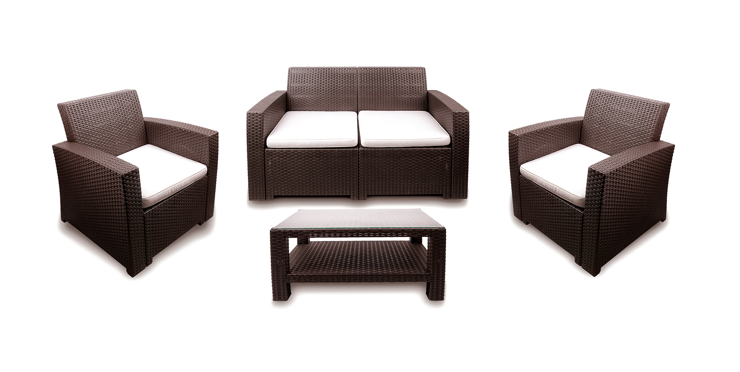 #3 Bali Rattan Lounge Set (2 chairs + 1 loveseat + 1 table).