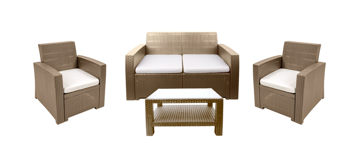 #3 Bali Rattan Lounge Set (2 chairs + 1 loveseat + 1 table).