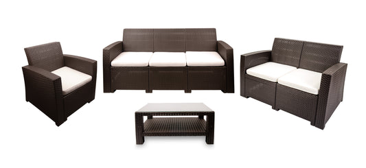 #2 Bali Rattan Lounge Set (1 chair + 1 loveseat + 1 sofa + 1 table).