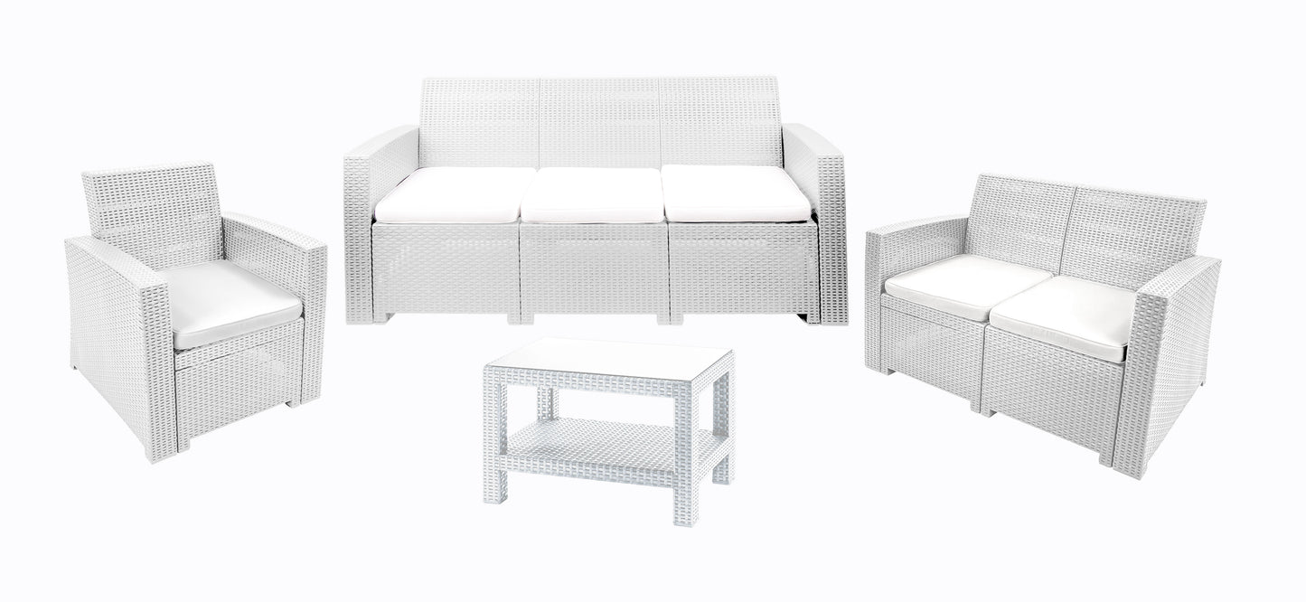 #2 Bali Rattan Lounge Set (1 chair + 1 loveseat + 1 sofa + 1 table).