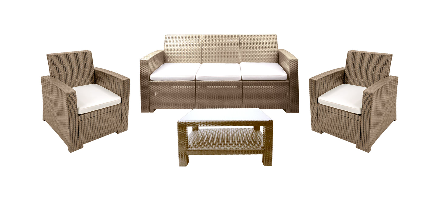#1 Bali Rattan Lounge Set (2 chairs + 1 sofa + 1 table).