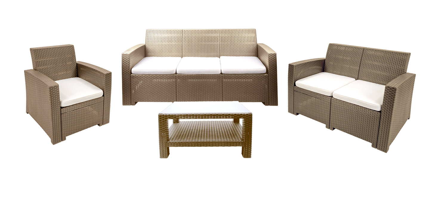 #2 Bali Rattan Lounge Set (1 chair + 1 loveseat + 1 sofa + 1 table).