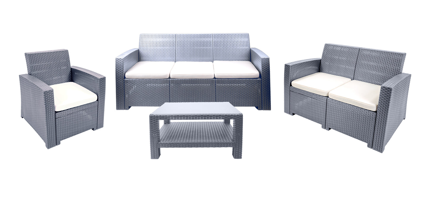 #2 Bali Rattan Lounge Set (1 chair + 1 loveseat + 1 sofa + 1 table).